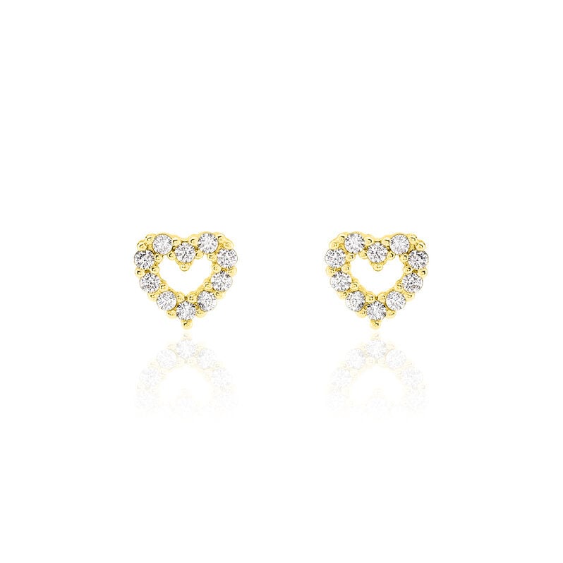 DARIA HERZ 16 Damen Ohrstecker Gold 375 (9 Karat) Zirkonia Weiß Herz - Ohrstecker Damen | OROVIVO