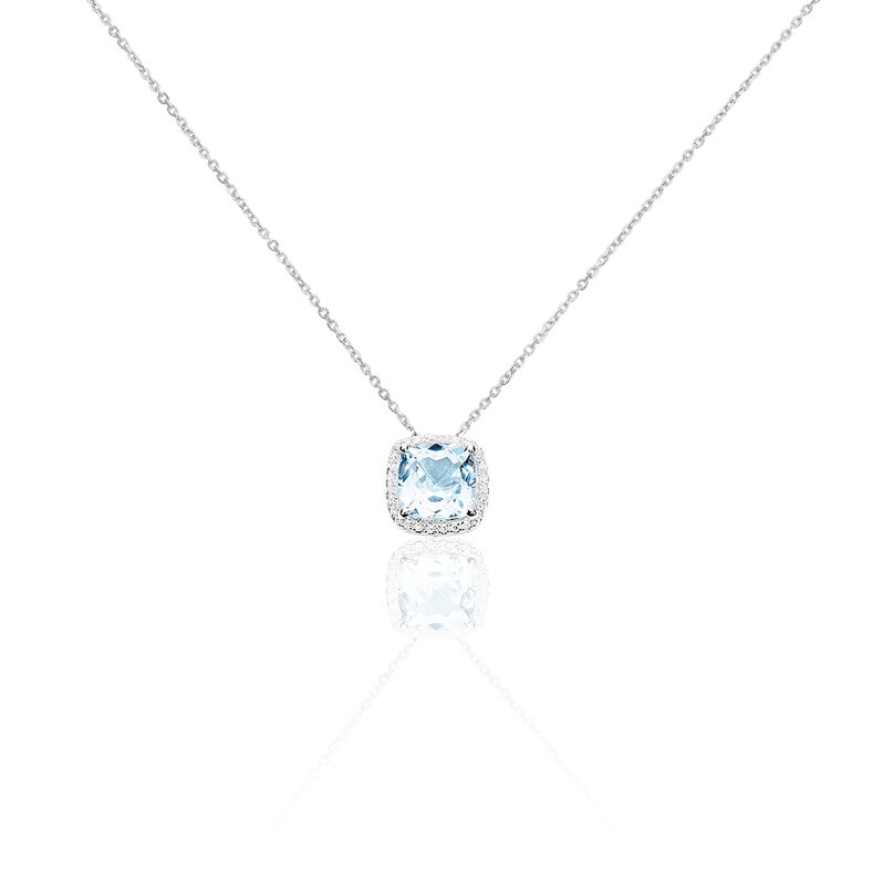 Collier Or Blanc Topaze Et Diamant - Spannringe Damen | OROVIVO