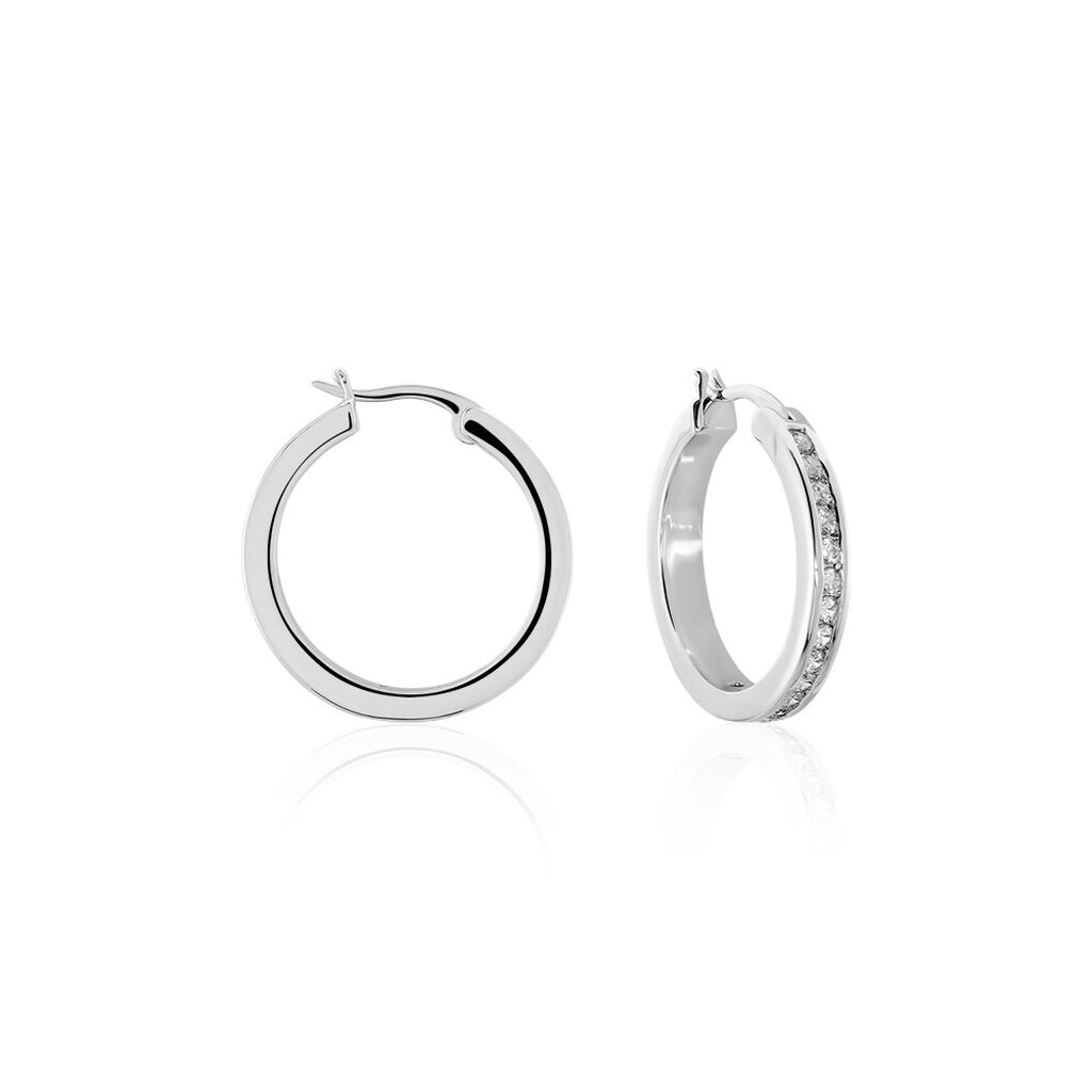 Damen Creolen Silber 925 Zirkonia 20,00mm  - Creolen Damen | OROVIVO