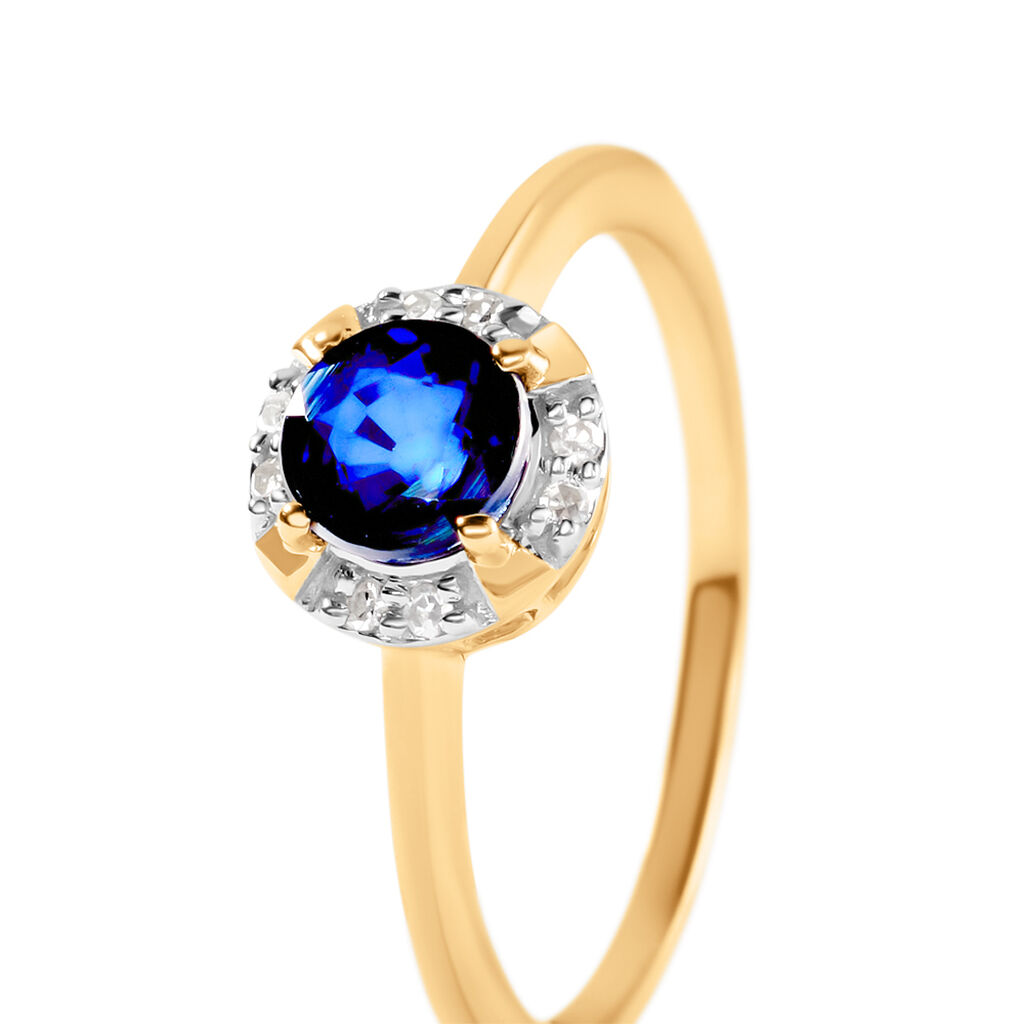 ODARIKE Damen Ring Gold 585 (14 Karat) Saphir Blau 0,6 ct Kreis - Solitärringe Damen | OROVIVO