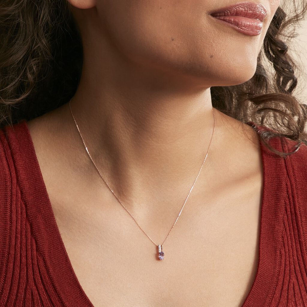 Collier Frannie Or Rose Amethyste Et Oxyde De Zirconium - Spannringe Damen | OROVIVO