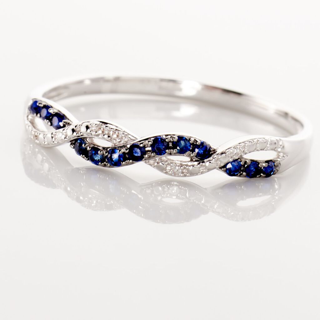 Bague Sofia Or Blanc Saphir Et Diamant - Spannringe Damen | OROVIVO