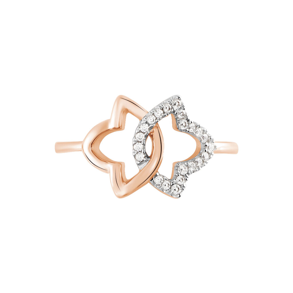 MARLIES Damen Ring Rosegold 375 (9 Karat) Zirkonia Wei&szlig; 0,16 ct Blume
