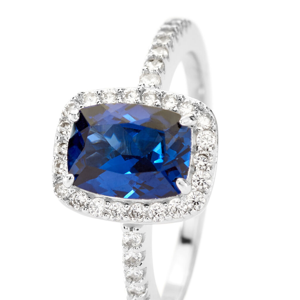 Damen Ring Silber 925 Rechteck Blau Geometrisch Margaret - Solitärringe Damen | OROVIVO