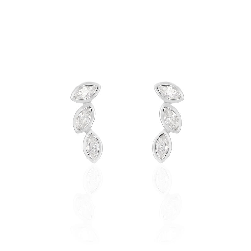ELOHANE 50 Damen Ohrschmuck Silber 925 Zirkonia Wei&szlig; Blatt - Ohrringe mit Stein Damen | OROVIVO