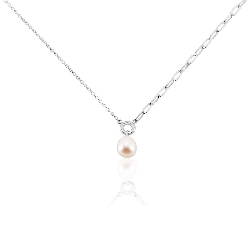 Collier Valent Argent Rhodié Perle De Culture - Spannringe Damen | OROVIVO