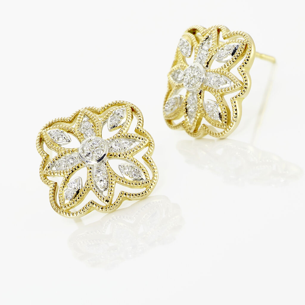 Boucles D'oreilles Or Jaune Veda Puces F - Spannringe Damen | OROVIVO