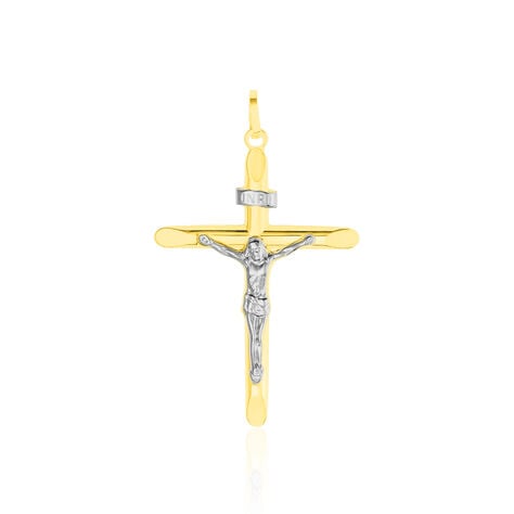 Kreuz Anhänger Gold 375 Bicolor Jesus Christus Jael - Schmuckanhänger Unisex | OROVIVO