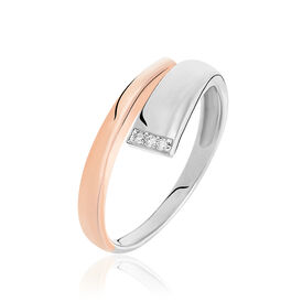 Damenring Silber 925 Bicolor Vergoldet Diamanten - Ringe mit Edelsteinen Damen | OROVIVO