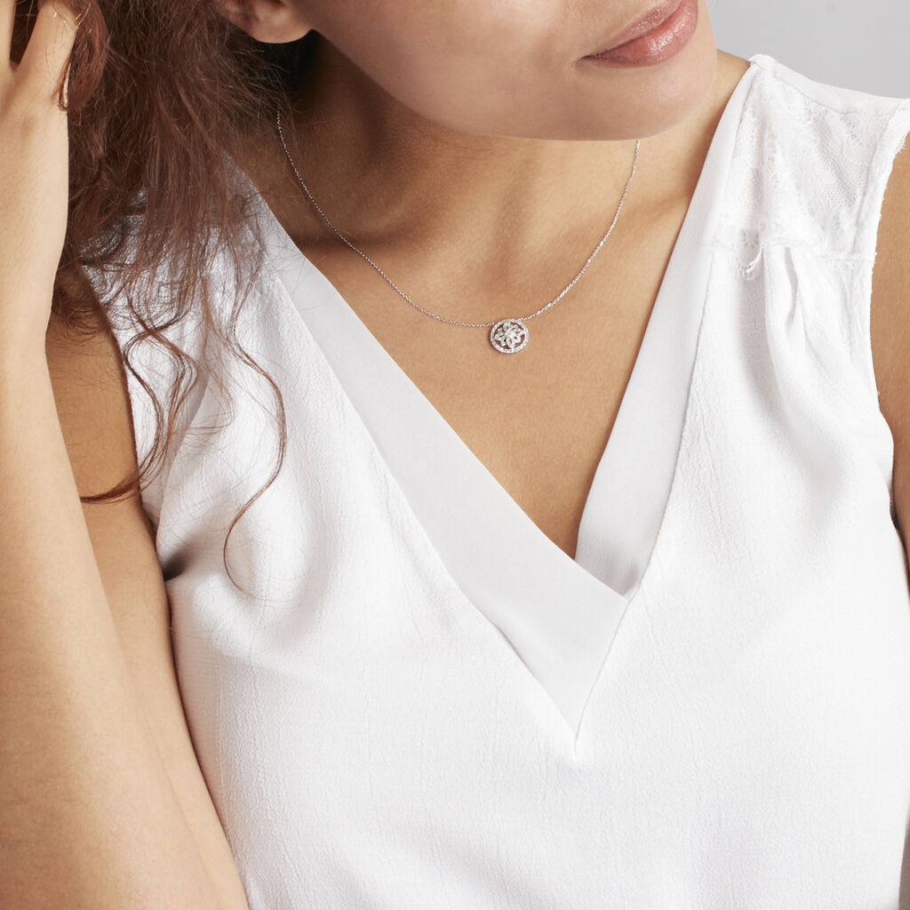 Collier Or Weiss Arroxa Fleur Diamants - Spannringe Damen | OROVIVO