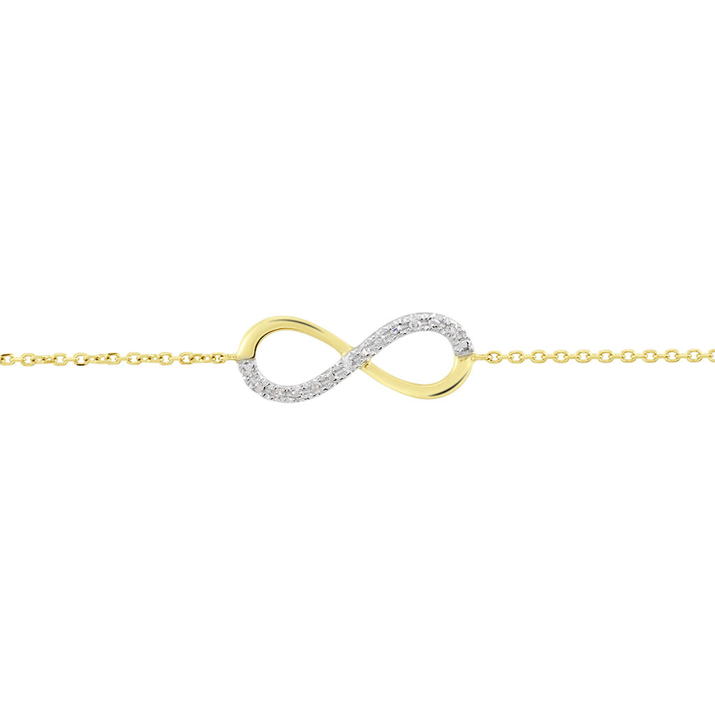 Damen Armband Gold Bicolor Gelb/Silber 375 Diamant 0,02ct Infinity Nuovo - Armbänder Damen | OROVIVO