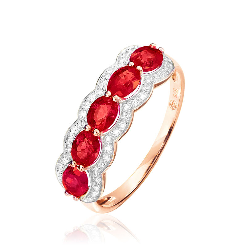 Bague Margaux Or Rose Rubis Et Diamant - Spannringe Damen | OROVIVO