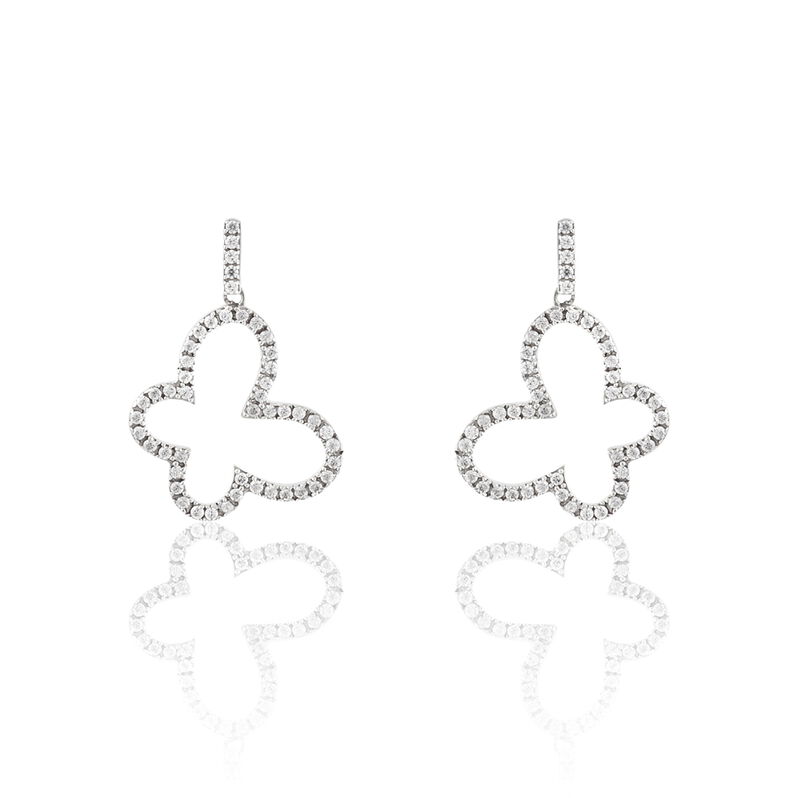 Boucles D'oreilles Pendantes Keissa Argent Blanc Oxyde De Zirconium - Spannringe Damen | OROVIVO