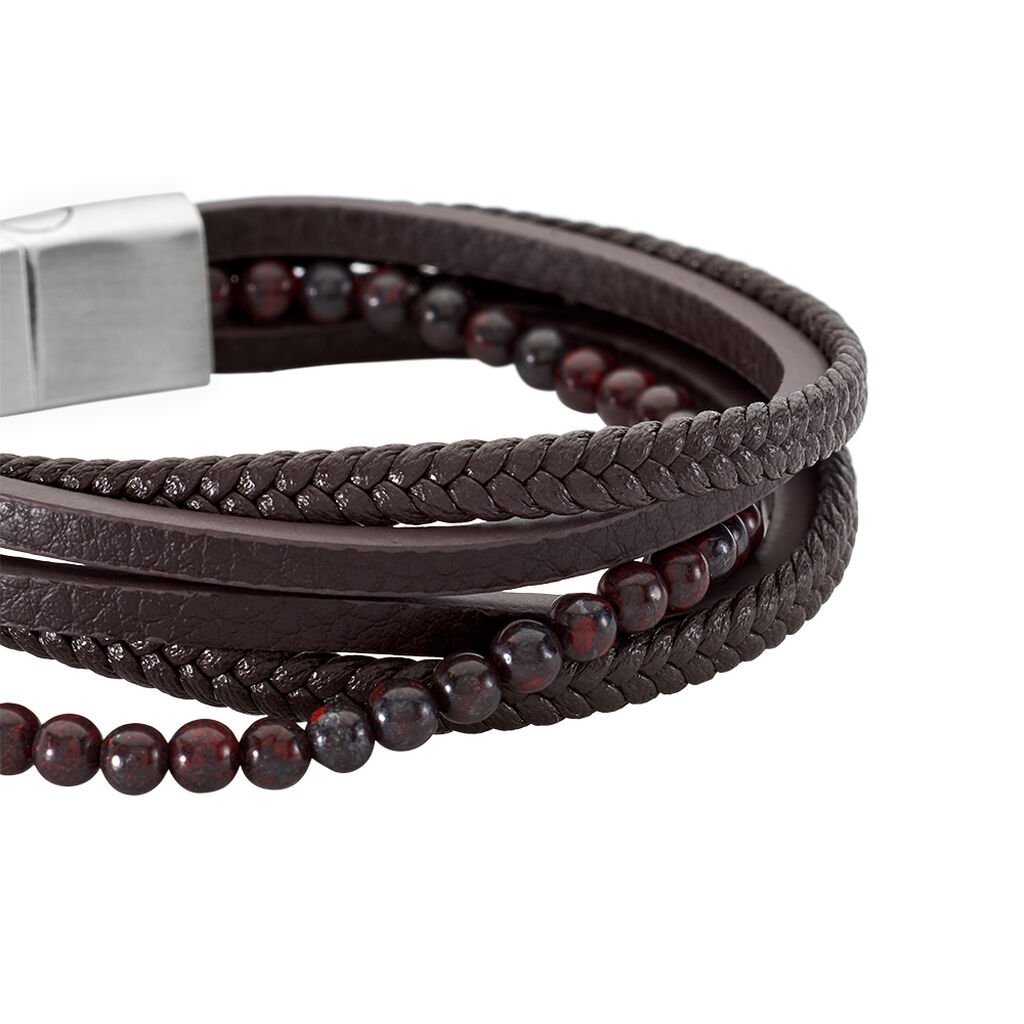 ROLF Herren Armband Edelstahl Andere Steine Rot