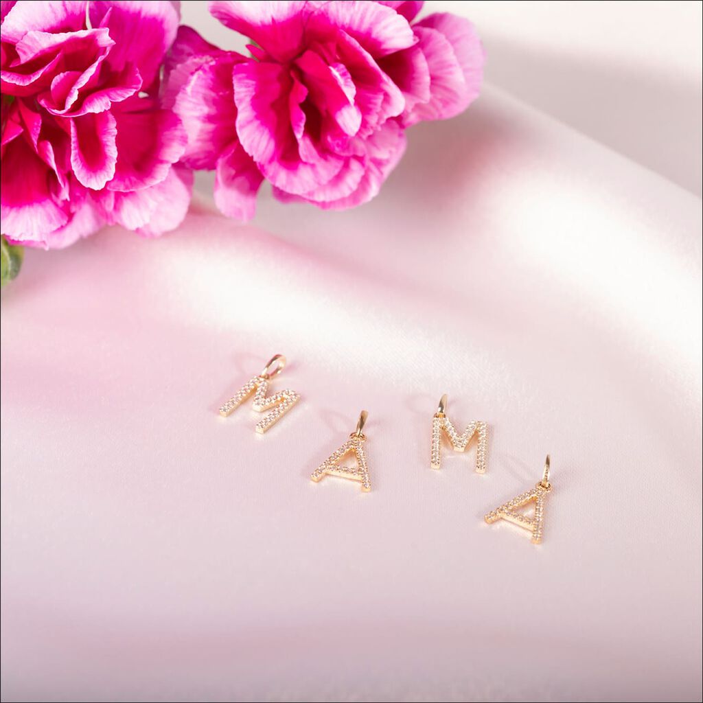 Anhänger Gold 375 Zirkonia Buchstabe A - Schmuckanhänger Familie | OROVIVO