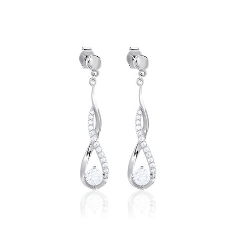 Damen Ohrringe Lang Silber 925 Zirkonia Wei&szlig; Tropfen B 9 mm - Ohrringe mit Stein  | OROVIVO