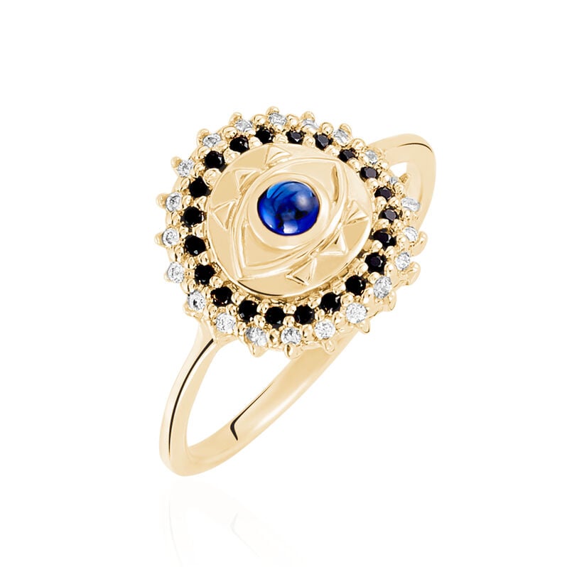 Bague Plaque Or Asterina Ronde œil Oxydes - Spannringe Damen | OROVIVO