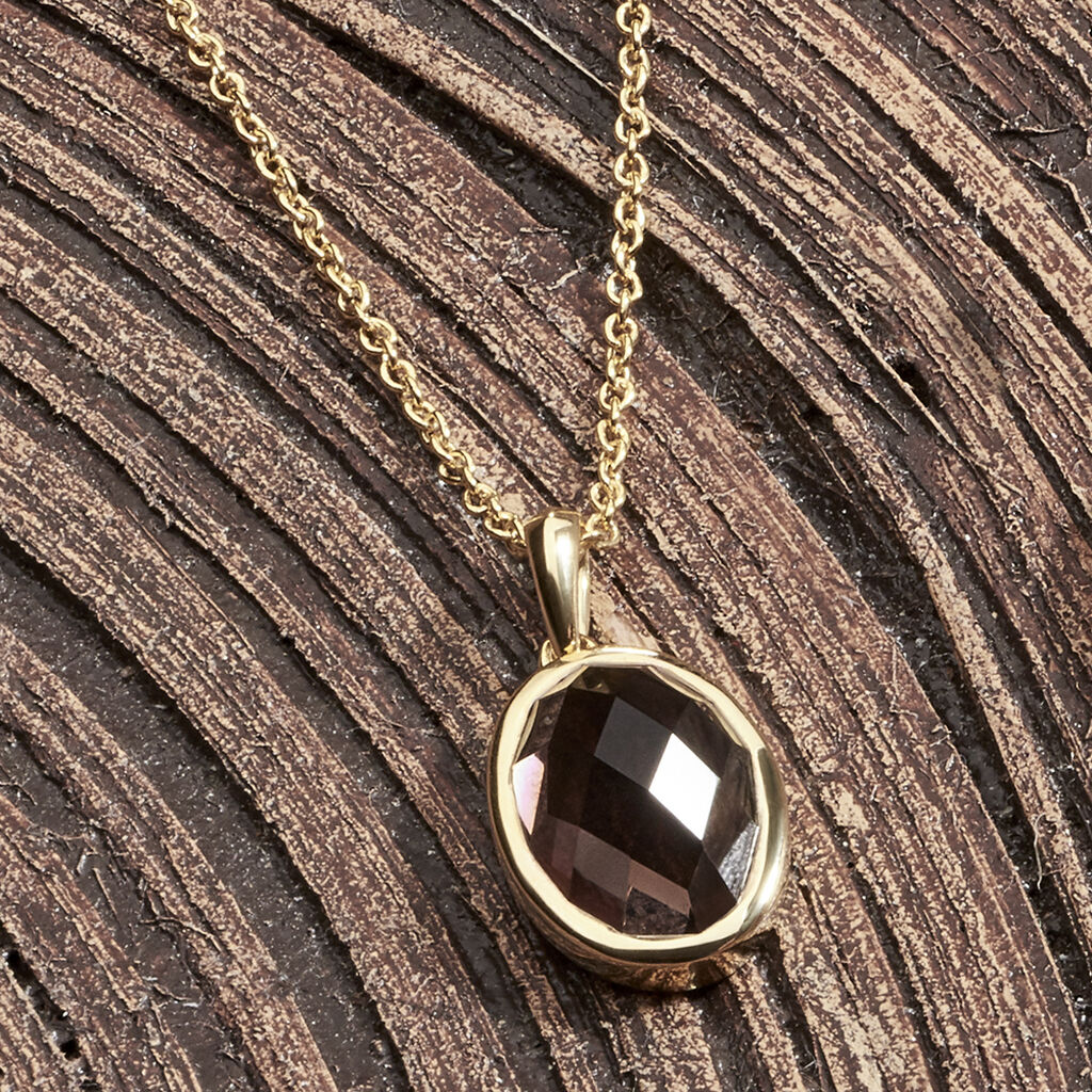 BRAUNY Damen Collier Silber vergoldet 925 Andere Steine Kastanienbraun 3,35 ct