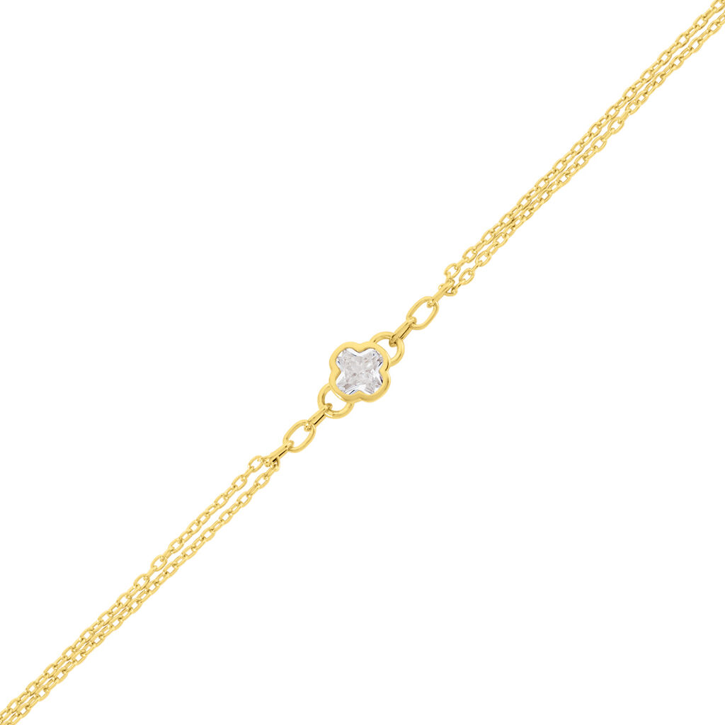 Selene Damen Armband Silber vergoldet 925 Zirkonia Wei&szlig; 0,5 ct Talisman Kleeblatt B 1 mm