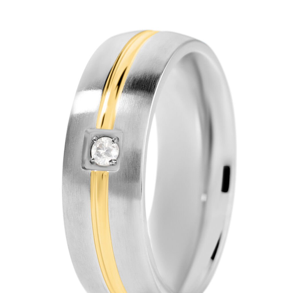 Damen Ring Edelstahl Bicolor Gold/Silber Rund Weiß Bond 60mm - Neuheiten Damen | OROVIVO
