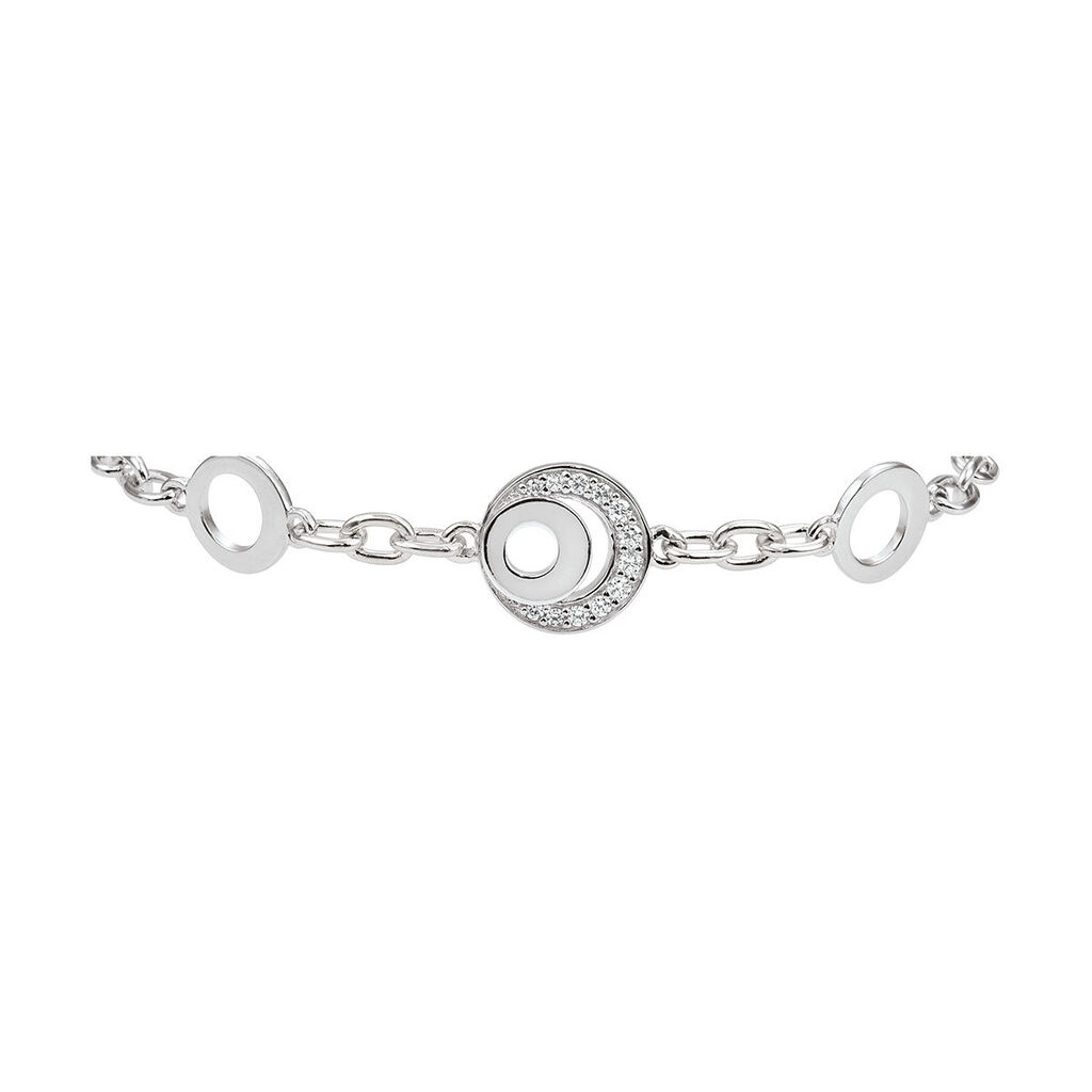 BE ROUND Damen Armband Silber 925 Zirkonia Weiß Mandel, Armband mit Stein