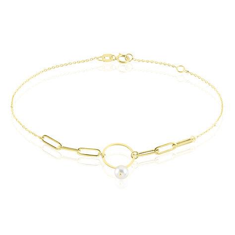 CRIA Damen Armband Gold 375 (9 Karat) Zuchtperle Wei&szlig; B 0,25 mm - Armb&auml;nder  | OROVIVO
