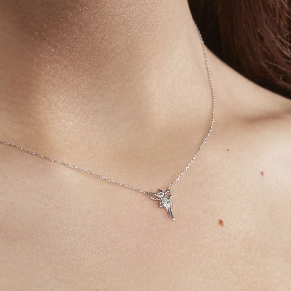 Collier Fee Or Blanc Diamant - Spannringe Damen | OROVIVO