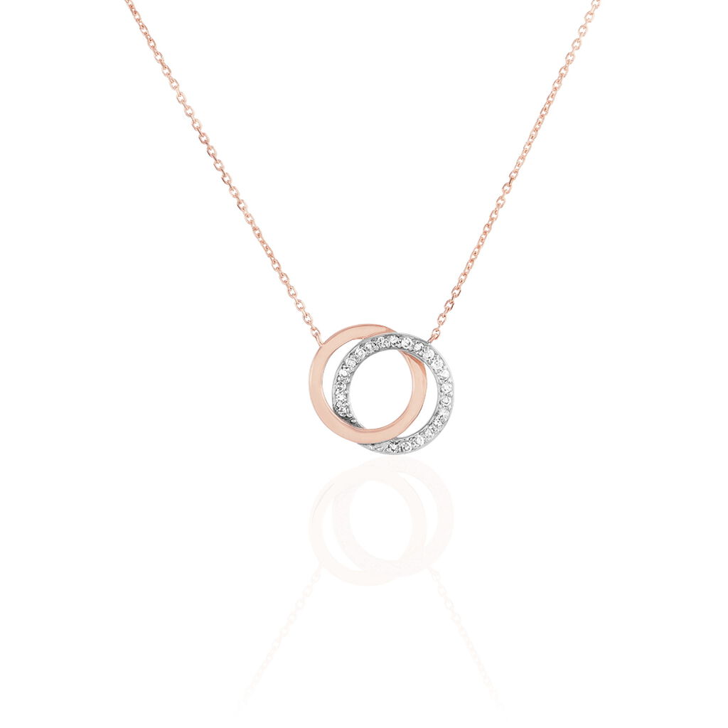 Thumbnail - ABSOLU Damen Collier Gold Bicolor 375 (9 Karat) Diamant Weiß 0,07 ct Kreis, Collier mit Stein