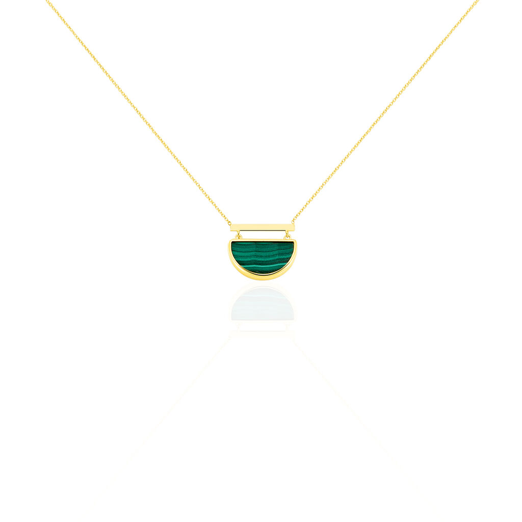 Thumbnail - Damen Halskette Gold 375 Grüner Malachit , Collier mit Stein