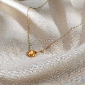 Damen Halskette Gold 375 Zirkonia Citrin - Ketten mit Anhänger Damen | OROVIVO
