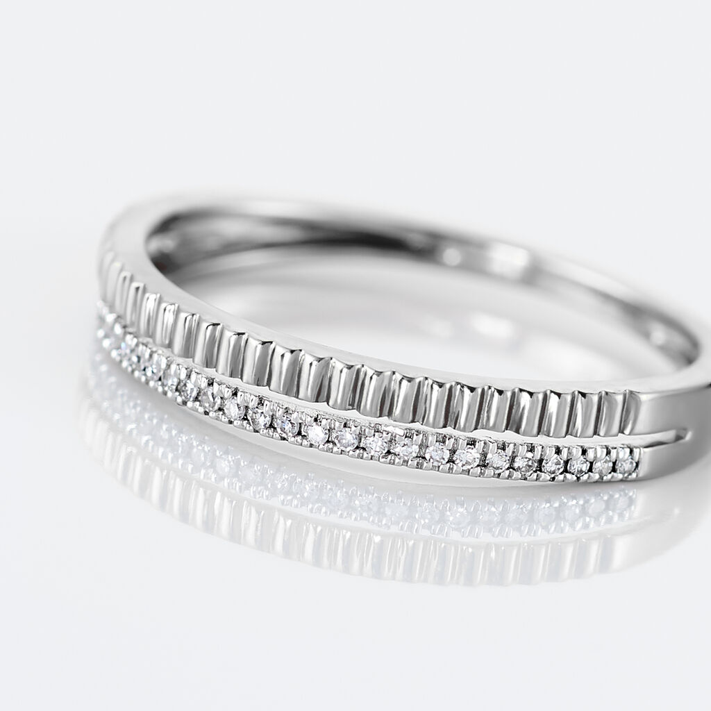 Bague Or Weiss Margette Forme Doubles Cercles Effet Diamante - Spannringe Damen | OROVIVO