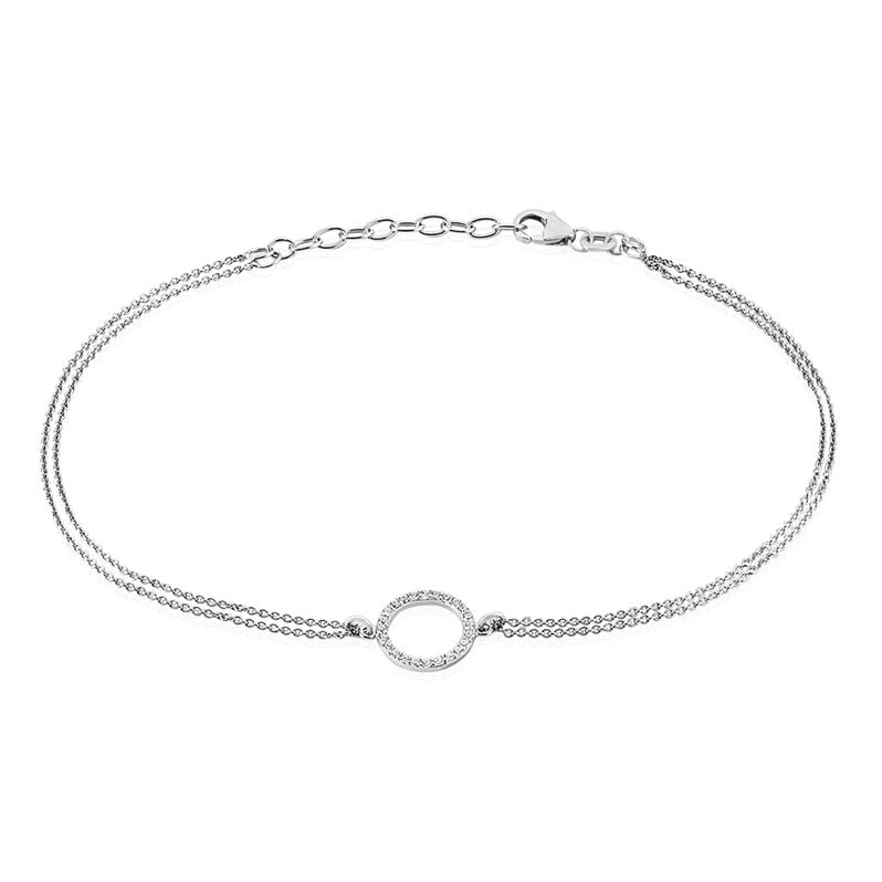 Damen Fu&szlig;kette Silber 925 Zirkonia Wei&szlig; Kreis - Schmuck mit Stein Damen | OROVIVO