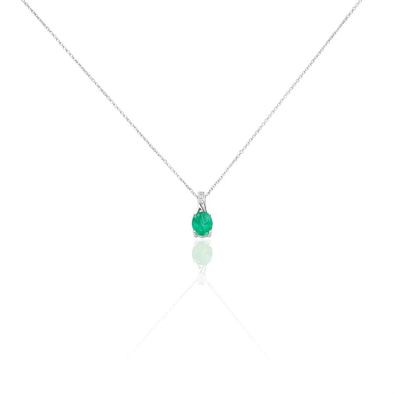 Collier Charmante Or Blanc Emeraude Et Diamant - Spannringe Damen | OROVIVO