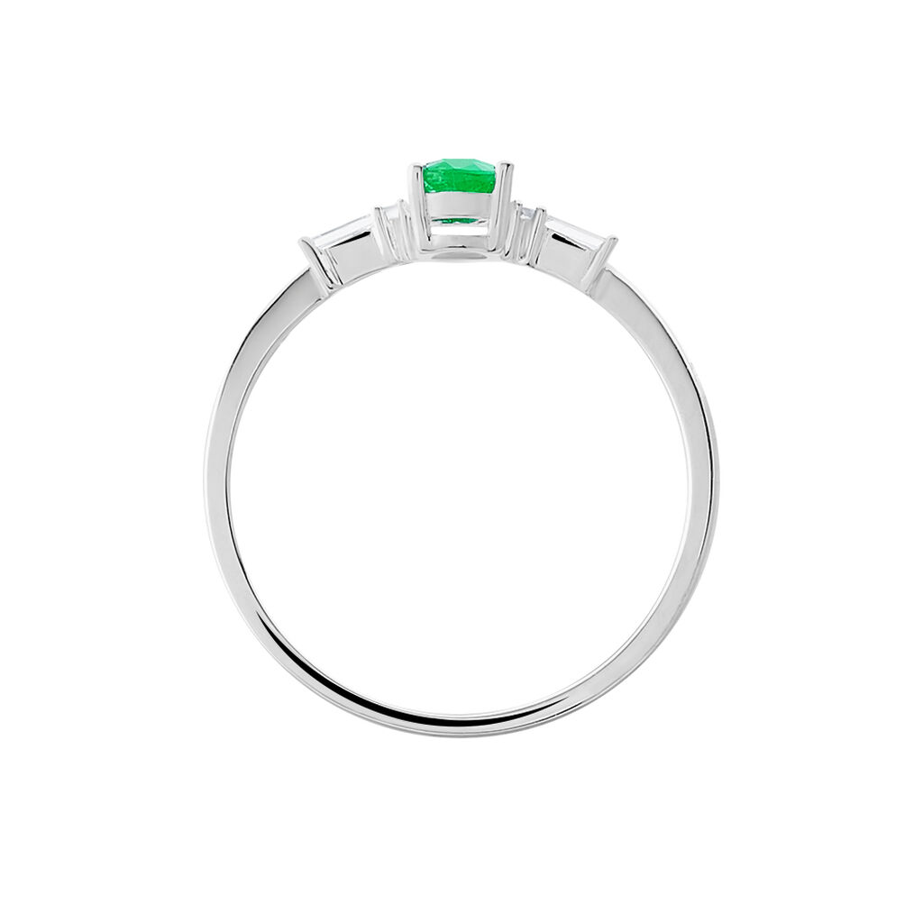 Bague Atalanta Or Blanc Emeraude Et Diamant - Spannringe Damen | OROVIVO