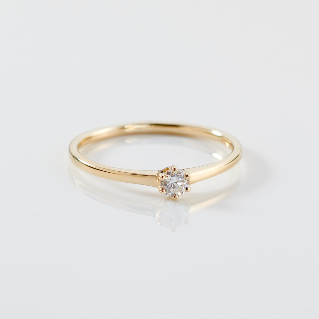MONOPOLI Damen Ring Gold 585 (14 Karat) Diamant Wei&szlig; 0,16 ct