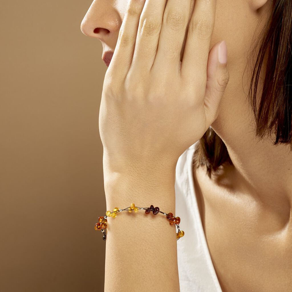 Bracelet Argent Et Ambre Multicolore - Spannringe Damen | OROVIVO