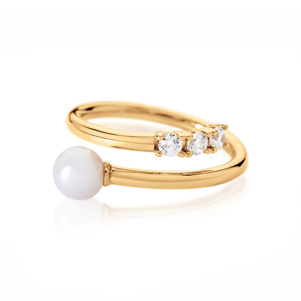 BRITA Damen Ring Gold 375 (9 Karat) Zuchtperle Weiß 0,23 ct, Ring mit Stein