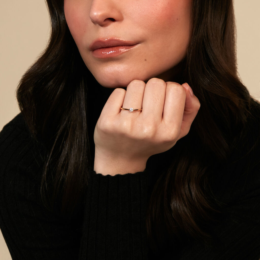 Sonate Damen Ring Gold 585 (14 Karat) Synthetischer Diamant Wei&szlig; 0,16 ct