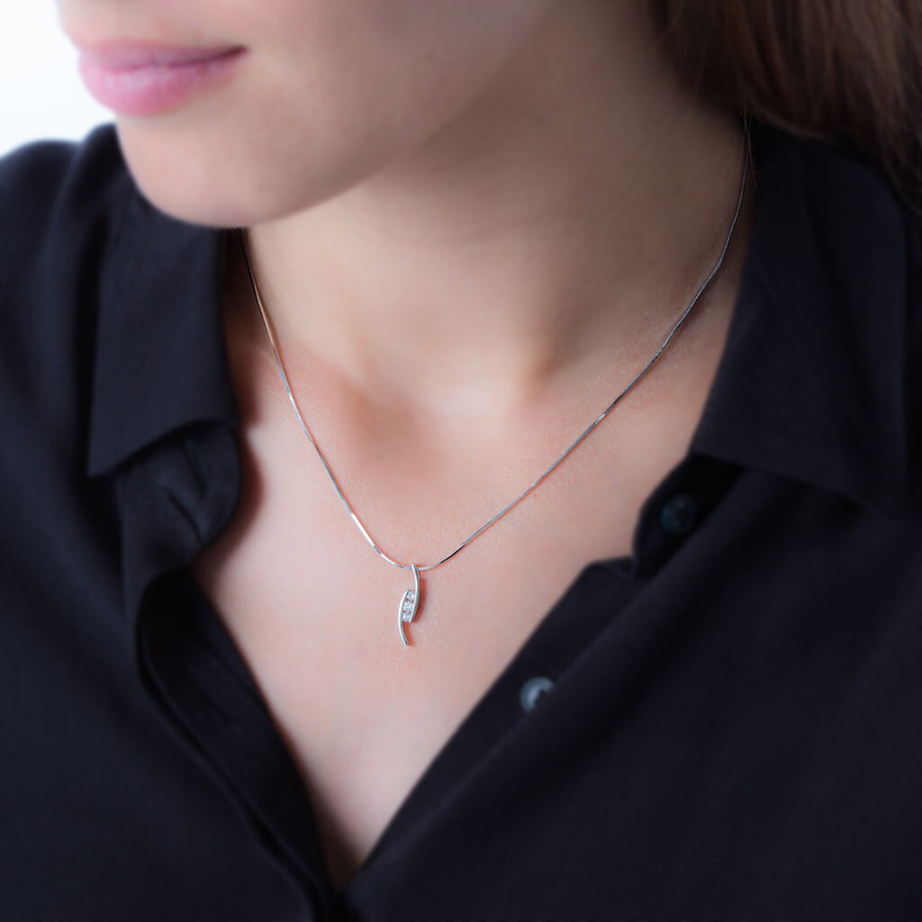 Collier Marie-sandrine Or Blanc Diamant - Spannringe Damen | OROVIVO