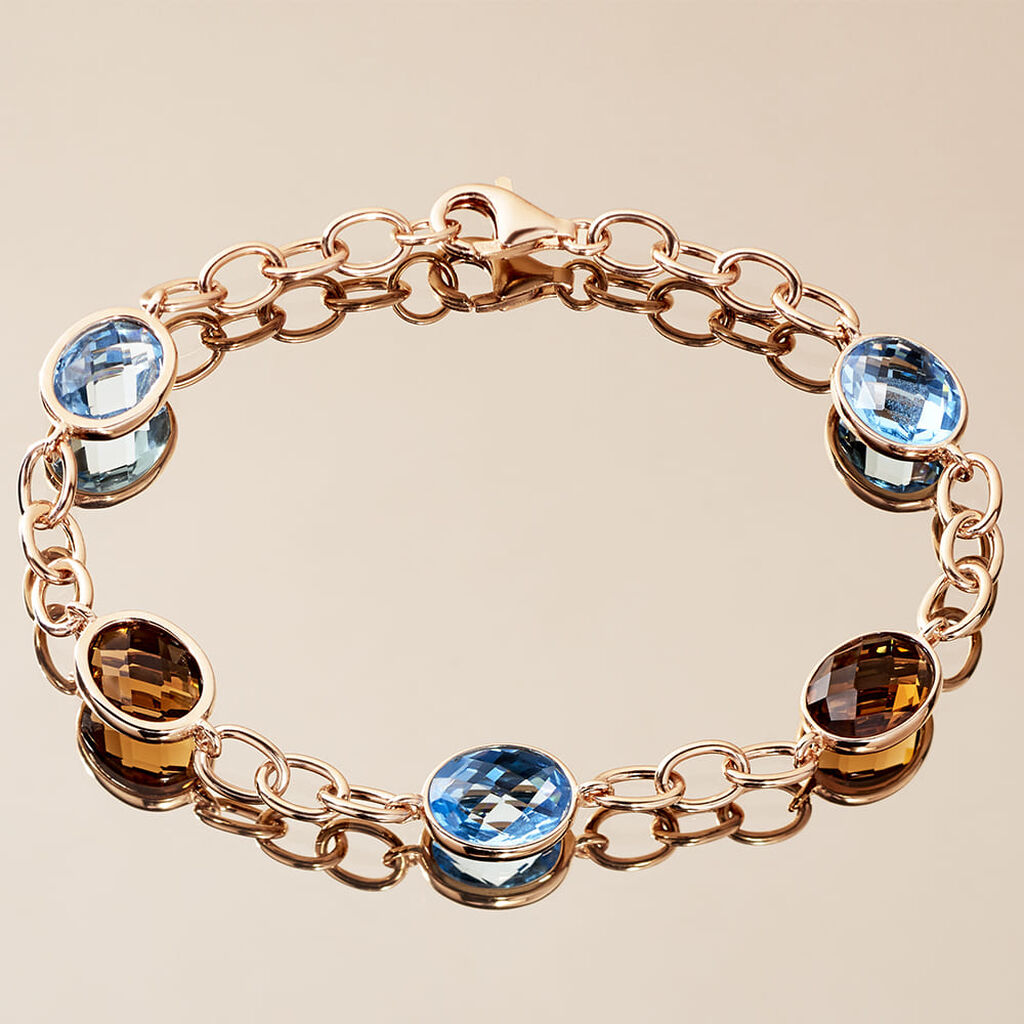 Damen Armband Silber rosevergoldet 925 Glas Blau Tiana - Armbänder Damen | OROVIVO