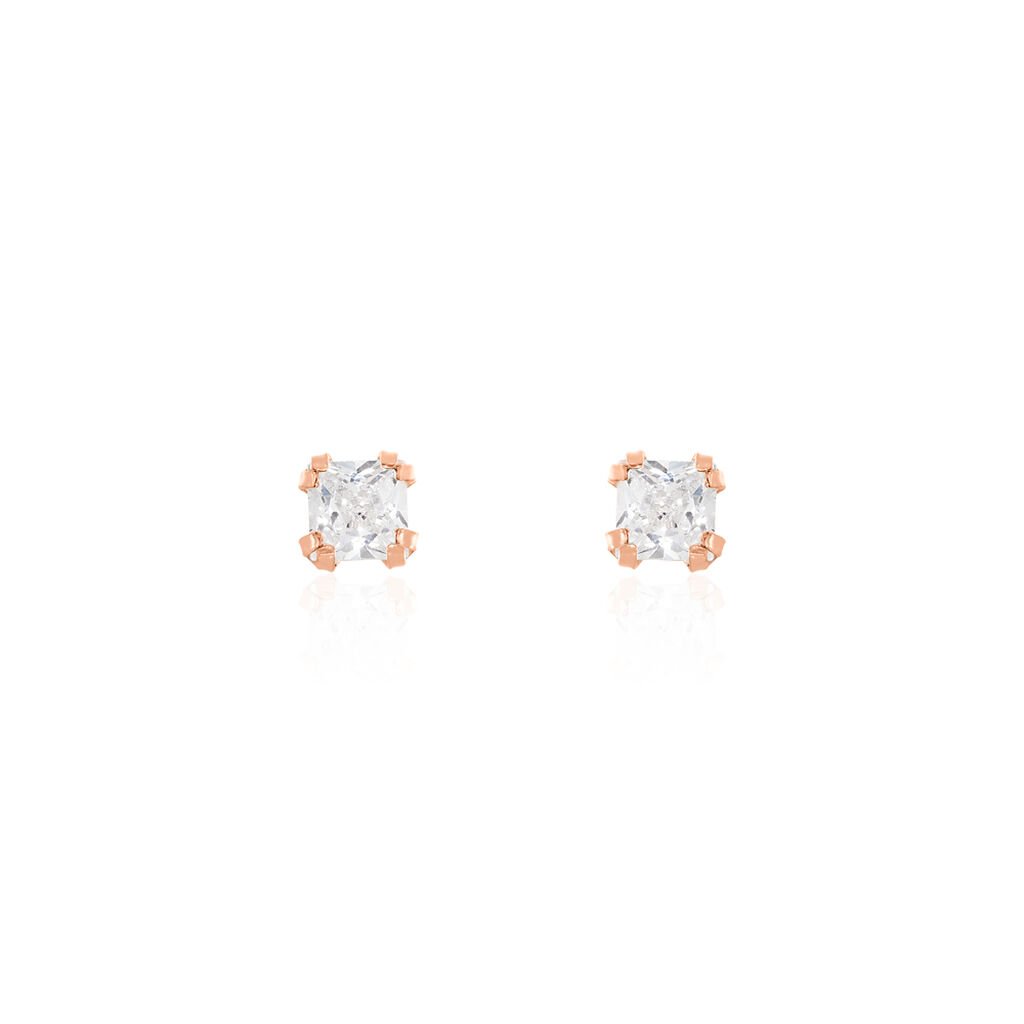 DOREEN CARRE Damen Ohrstecker Rosegold 375 (9 Karat) Zirkonia Wei&szlig; 0,1 ct B 3 mm