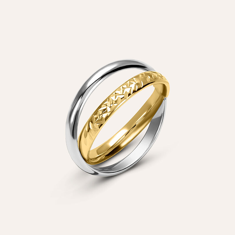 Anello Fascia Golden Lover Oro Bicolore - Spannringe Damen | OROVIVO