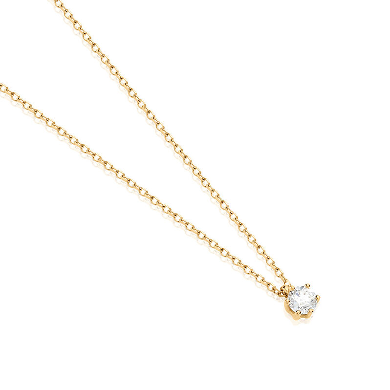 Sonate Damen Collier Gold 585 (14 Karat) Synthetischer Diamant Wei&szlig; 0,16 ct - Halsketten Damen | OROVIVO