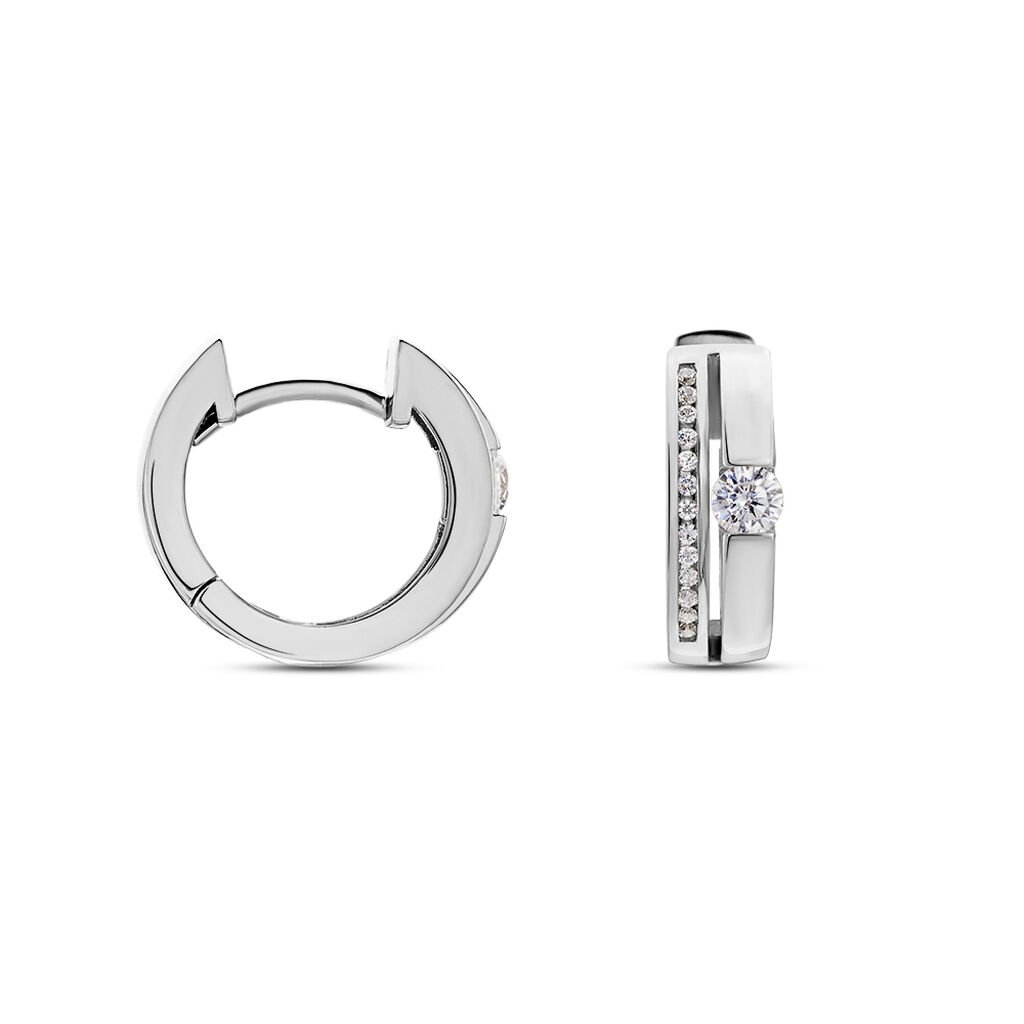 ELLEANA Damen Creolen Silber 925 Zirkonia Wei&szlig; Oval B 4,9 mm