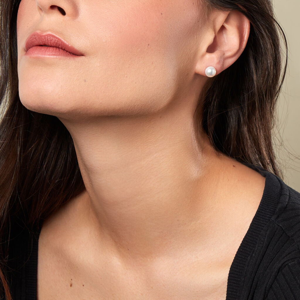 ALDEPHIA 1 Damen Ohrstecker Silber 925 Zuchtperle Perlmutt