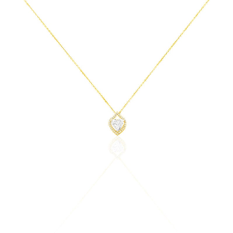 HERZ Damen Collier Gold 375 (9 Karat) Zirkonia Wei&szlig; 1,35 ct Herz - Halsketten Damen | OROVIVO