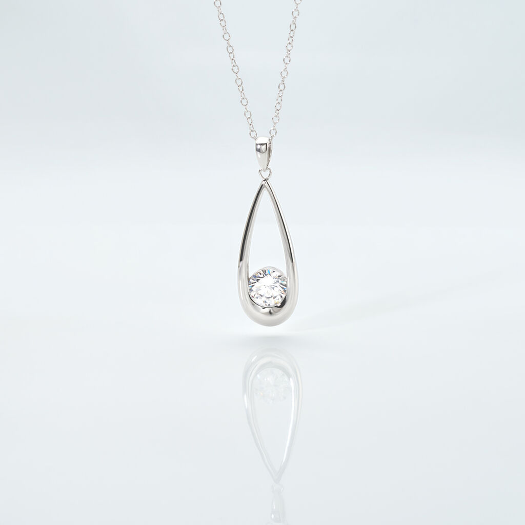 RONJA Damen Collier Silber 925 Zirkonia Wei&szlig; 1,7 ct B 1,2 mm