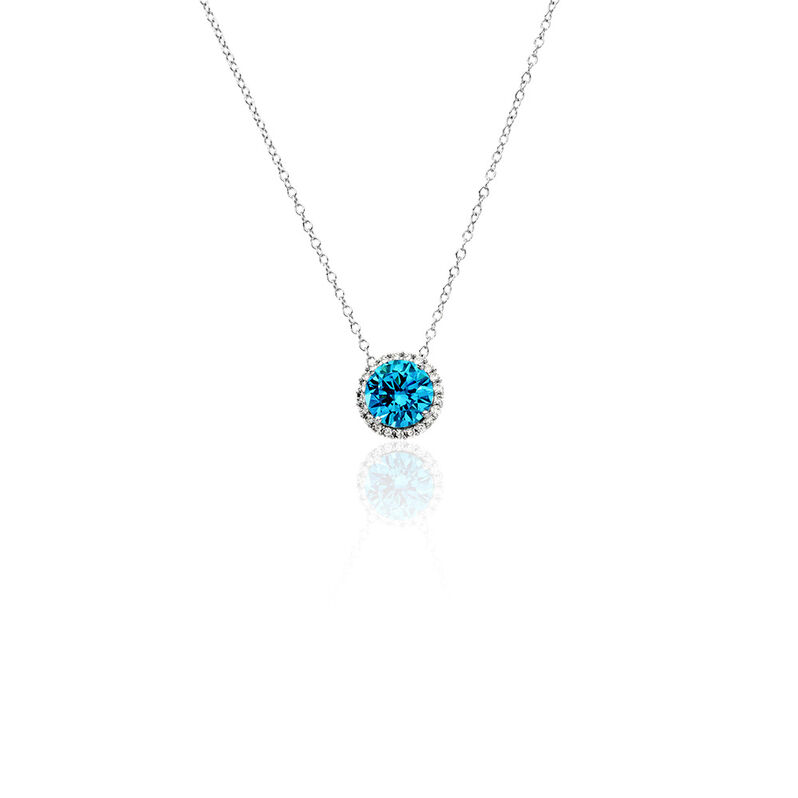 CAMILLA Damen Collier Silber 925 Zirkonia Blau 2,98 ct Kreis - Halsketten Damen | OROVIVO