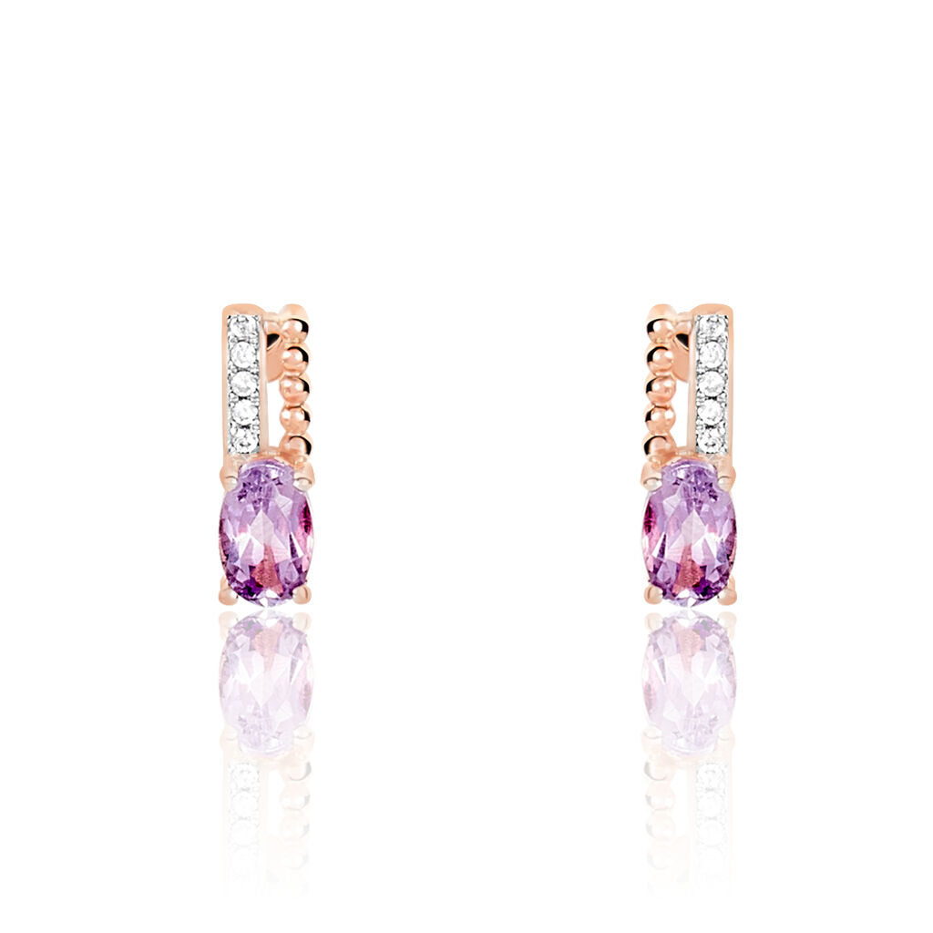 Boucles D'oreilles Pendantes Frannie Or Rose Amethyste Et Oxyde - Spannringe Damen | OROVIVO