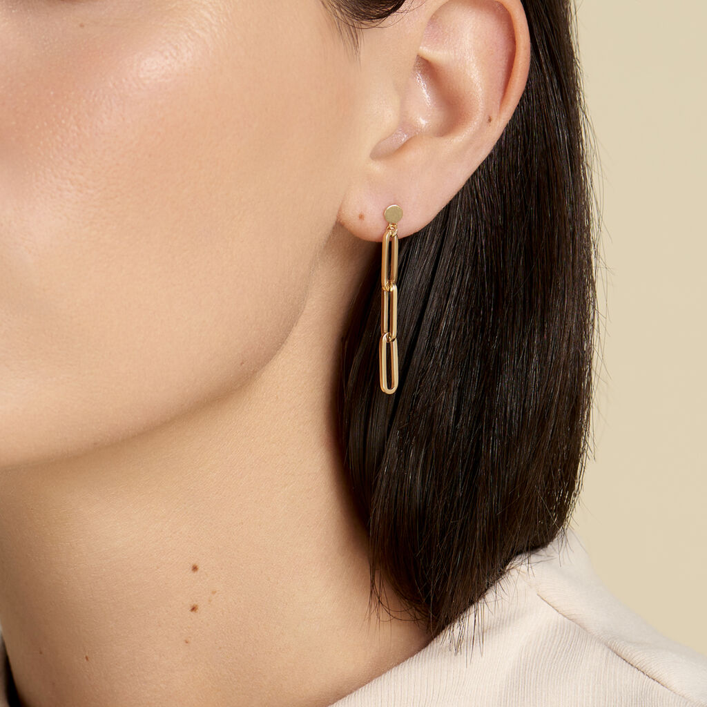 Damen Ohrstecker Lang Gold 375 Kettenglieder Scarlett - Ohrringe  | OROVIVO